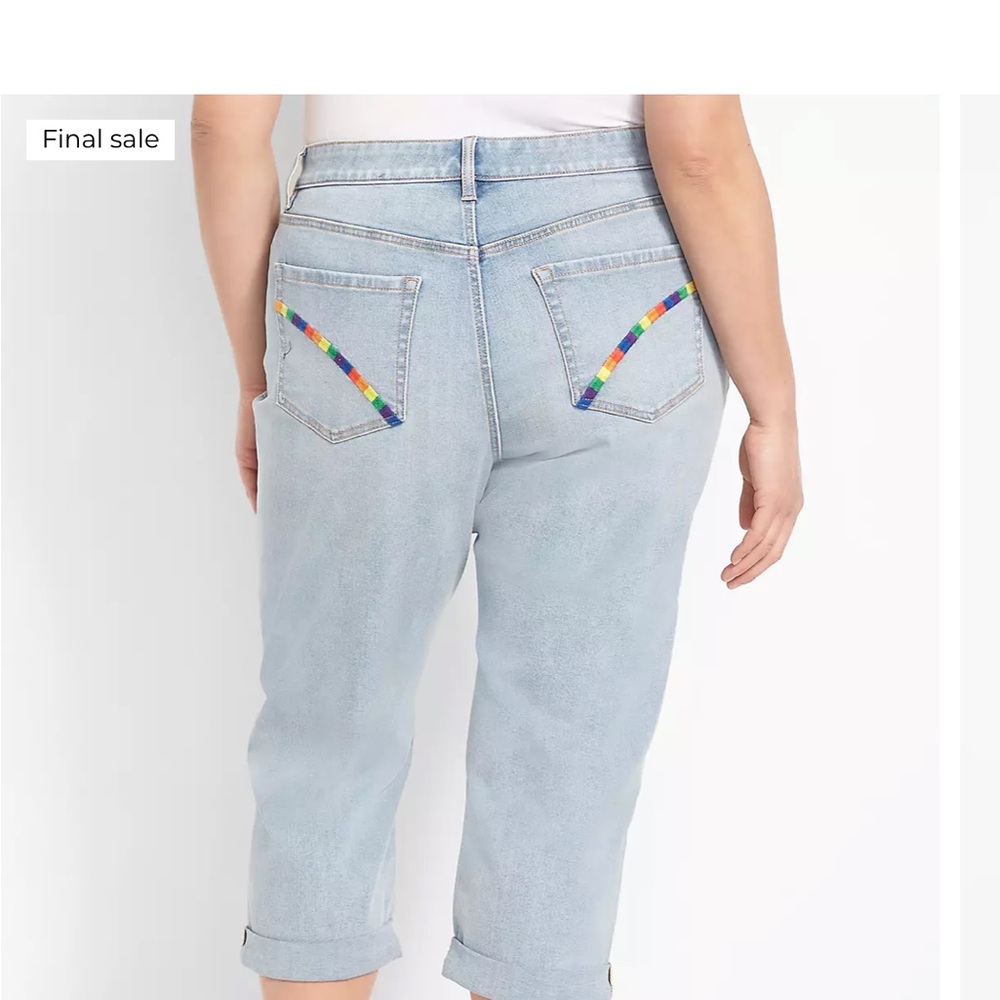 Lane Bryant Signature Fit Boyfriend Capri - Pride Jeans
Embroidered Light Wash